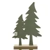 GASPER Weihnachtsdeko 2 Tannenbäume Grün auf einer Basis 38 cm - Holz & Filz