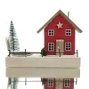 GASPER Weihnachtsdeko Haus Rot mit Baum & Kerzenhalter 15 x 12,5 cm - Holz