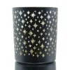 GASPER Weihnachtsdeko Teelichtglas STARS Schwarz Ø 9 cm Höhe 10 cm - Glas