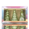 Lumineo Batterie LED Weihnachtsbäume Grün 3er Set Ø 9 cm Höhe 17,5 cm - warmweiß