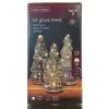 Lumineo Batterie LED Weihnachtsbäume Silberfarben 3er Set Ø 9 cm Höhe 17,5 cm - warmweiß