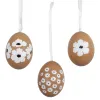 Kaemingk Oster Deko-Eier Braun mit Blumenmuster im 6er Pack - echte Hühnereier