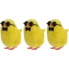 Decoris® Oster Küken Gelb mit Fliege & Sonnenbrille 4 cm im 3er Pack - Chenille