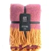 Kaemingk Kuscheldecke Fuchsia & Orange mit Fransen 170 x 130 cm - Polyester