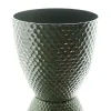 Kaemingk Pflanzgefäß Grün mit Wabenstruktur hochglänzend Ø 29,5 cm - Kunststoff
