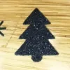 Kaemingk Weihnachtskugel Holzoptik Braun schwarze Tannenbäume Ø 8 cm - Glas