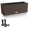 LECHUZA® Blumenkasten BALCONERA Cottage 50 Mokka All-in-One + 2 Halter