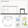 LECHUZA® CUBE Cottage 50 cm Komplettset, Graphitschwarz