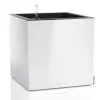 LECHUZA® Pflanzgefäße CANTO Premium 40 Low Würfel Weiß hochglänzende Oberfläche All-in-One