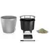 LECHUZA® Pflanzgefäße CLASSICO Premium LS 35 Silber metallic All-in-One
