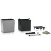 LECHUZA® Pflanzgefäße CUBE Premium 30 Silber metallic All-in-One