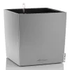 LECHUZA® Pflanzgefäße CUBE Premium 40 Silber metallic All-in-One