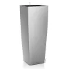 LECHUZA® Pflanzgefäße CUBICO ALTO Premium 40 Silber metallic All-in-One