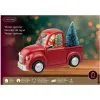 Lumineo Batterie LED Weihnachtsmann im roten PickUp Beleuchtung Bewegung & Musik 22,5 x 13 cm - warmweiß