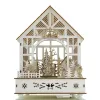 Lumineo Batterie LED Weihnachts-Fachwerkhaus Natur & Weiß mit Bewegung & Musik 7 LED 18 x 23,8 cm - warmweiß