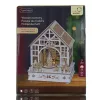Lumineo Batterie LED Weihnachts-Fachwerkhaus Natur & Weiß mit Bewegung & Musik 7 LED 18 x 23,8 cm - warmweiß