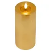 Lumineo LED-Kerze Flacker-Effekt Indoor goldfarben Wachs Ø 7,5 cm Höhe 20 cm - warmweiß