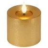 Lumineo LED-Kerze Flacker-Effekt Indoor goldfarben Wachs Ø 7,5 cm Höhe 9,5 cm - warmweiß