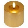 Lumineo LED-Kerze Flacker-Effekt Indoor goldfarben Wachs Ø 7,5 cm Höhe 9,5 cm - warmweiß