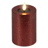 Lumineo LED-Kerze Flacker-Effekt Indoor ochsenblut Wachs Ø 7,5 cm Höhe 13,5 cm - warmweiß