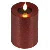 Lumineo LED-Kerze Flacker-Effekt Indoor ochsenblut Wachs Ø 7,5 cm Höhe 13,5 cm - warmweiß