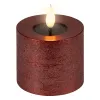 Lumineo LED-Kerze Flacker-Effekt Indoor ochsenblut Wachs Ø 7,5 cm Höhe 9,5 cm - warmweiß