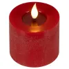 Lumineo LED-Kerze Flacker-Effekt Indoor rot Wachs Ø 7,5 cm Höhe 9,5 cm - warmweiß