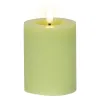 Lumineo LED Indoor Kerze Echtwachs Hellgrün Ø 7 cm Höhe 11,2 cm - Wachs