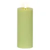 Lumineo LED Indoor Kerze Echtwachs Hellgrün Ø 7 cm Höhe 19 cm - Wachs