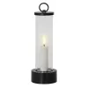 Lumineo LED Kerze Wachs im Zylinder s/w Ø 7,5 cm H: 20 cm Outdoor -Kunststoff