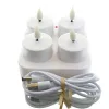 Lumineo LED Teelichter Weiß wiederaufladbar mit Ladestation Ø 4 cm - 4er Pack