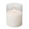 Lumineo LED Wachskerze Weiß im Glaszylinder Ø 10 Höhe 12,5 cm - warmweiß