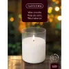 Lumineo LED Wachskerze Weiß im Glaszylinder Ø 10 Höhe 12,5 cm - warmweiß