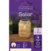 Lumineo Solar LED Laterne Beige-Braun Flechtoptik Ø 16 cm Höhe 24,5 cm warmweiß - Metall & Kunststoff