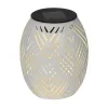Lumineo Solar LED Windlicht Weiß Ø 12 cm Höhe 15 cm warmweiß - Metall & Kunststoff