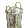 VAN DER LEEDEN Rattan Pflanzkorb mit Griffen & Folienauskleidung 20 x 20 cm
