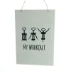 nature trends Holz-Türschild Weiß mit Schriftzug My Workout 23 x 16 cm