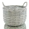 nature trends Pflanzkorb aus Spaltweidenzweigen Rund & Bauchig mit Henkeln grau gewaschen Ø 23 cm