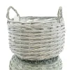 nature trends Pflanzkorb aus Spaltweidenzweigen Rund & Bauchig mit Henkeln grau gewaschen Ø 29 cm