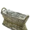 nature trends Weidenzweig Korb mit Henkeln rechteckig grau gewachst 34 x 12 cm