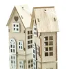 POSIWIO Anhänger Haus Weiß & Natur 4 x 3 x 8 cm im 6er Pack - Sperrholz