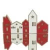 POSIWIO Weihnachtsdeko Häuserzeile Rot & Weiß 18 x 9 cm - MDF