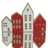 POSIWIO Weihnachtsdeko Häuserzeile Rot & Weiß 20 x 13 cm - MDF