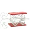 POSIWIO Weihnachtsdeko Schlitten Weiß & Rot19 x 6 cm - Metall & Holz