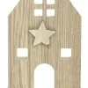 Riffelmacher Weihnachtsdeko 3 verbundene Häuser mit Sternen an einer Schnurr - Holz