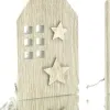 Riffelmacher Weihnachtsdeko 3 verbundene Häuser mit Sternen an einer Schnurr - Holz