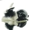 SCHEULEN Oster-Deko Häsin très chic Weiß & Schwarz mit Federboa 10 cm - Keramik