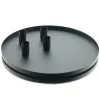 Tablett Schwarz mit 4 Magnet-Stabkerzenhaltern Ø 30 cm - Metall
