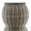 VAN DER LEEDEN Couchtisch Teak/Rattan Grau Ø 64 Höhe 55 cm