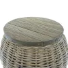 VAN DER LEEDEN Couchtisch Teak/Rattan Grau Ø 64 Höhe 55 cm